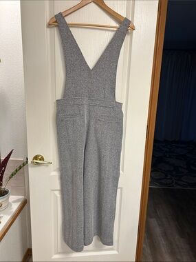 Gray/black Herringbone knit cropped Wide-Leg Knit Jumpsuit